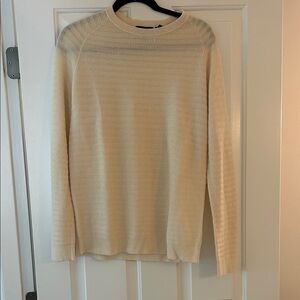 Theory Men's Cream Textured Crewneck Sweater